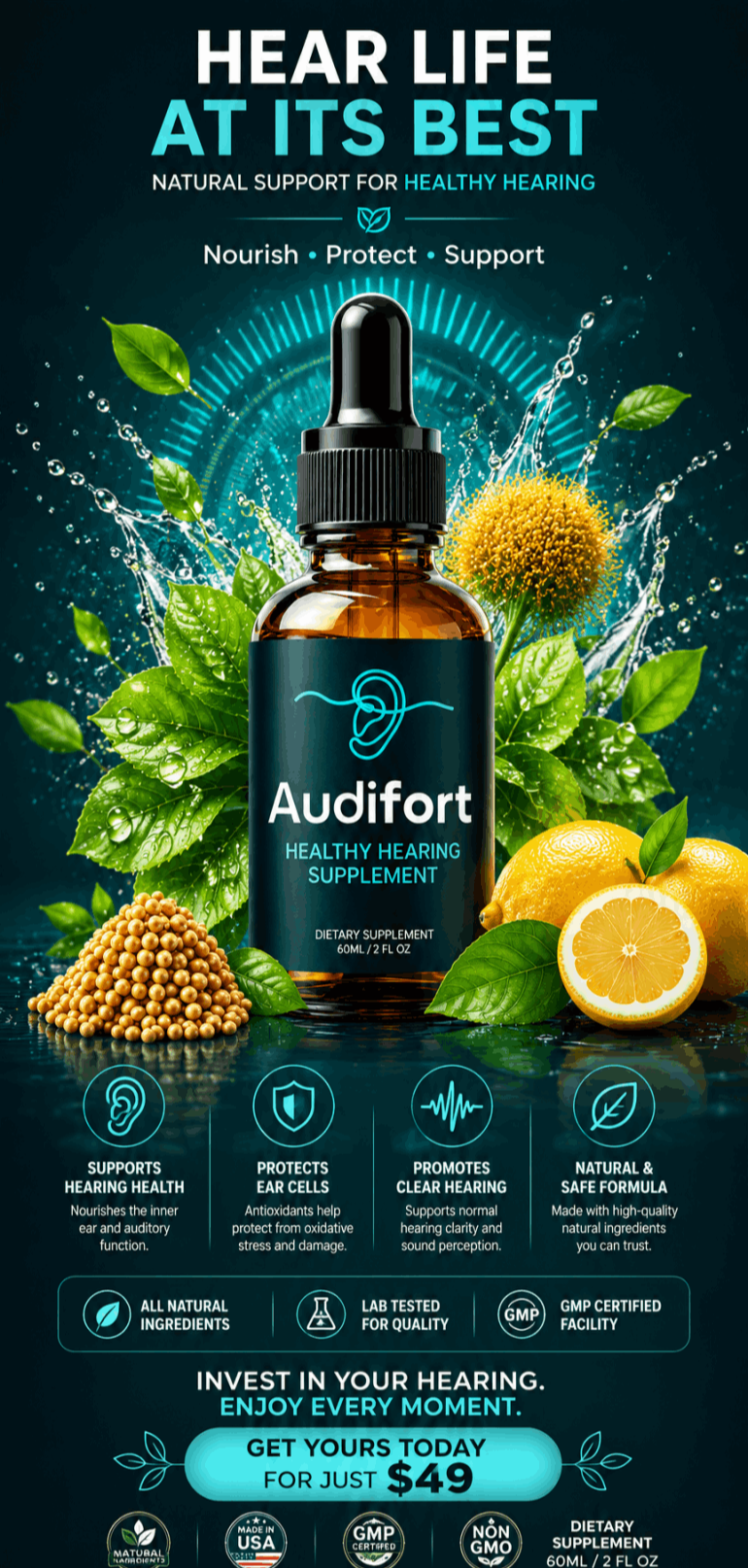 Audifort hearing support supplement bottle
